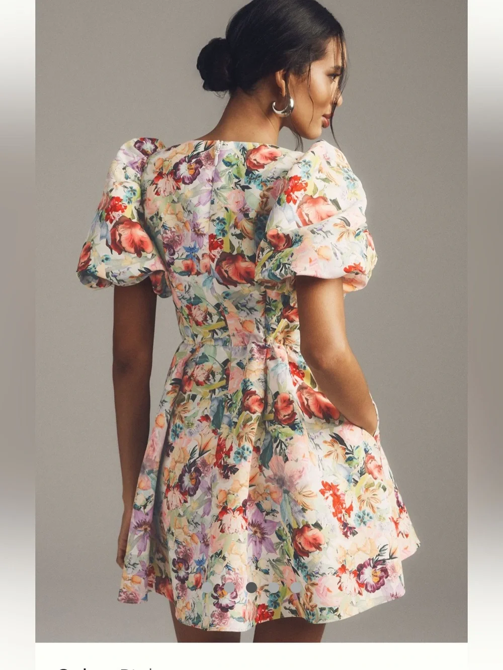 Anthropologie Puff-Sleeve Deep-V Taffeta Mini Dress by Sachin & Babi size S euc - Picture 2 of 7